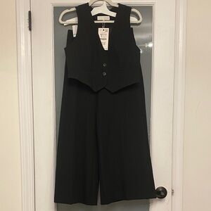 Zara Black Pant Suit with Vest